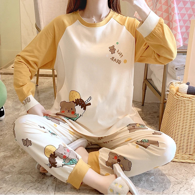 韩版月子服夏季薄款产后9-10月份精梳棉哺乳孕妇睡衣春秋产妇套装