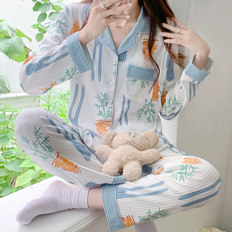 【6-12月份】月子服春秋夏季产后棉质喂奶哺乳孕妇睡衣家居服套装
