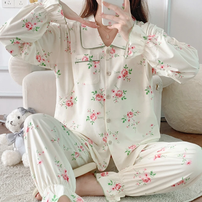 月子服春秋产后甜美怀孕长袖喂奶哺乳夏季薄款孕妇睡衣产妇家居服