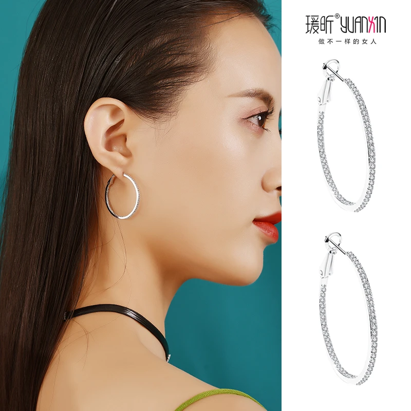 铜合金合成锆石耳饰 无耳洞耳夹气质耳圈显脸瘦耳饰百搭个性夸张