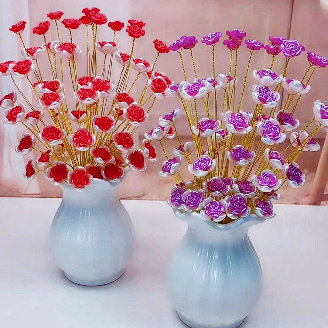 新品幸福玫瑰花材料包diy手工串珠创意散珠编织花束材料不含花瓶