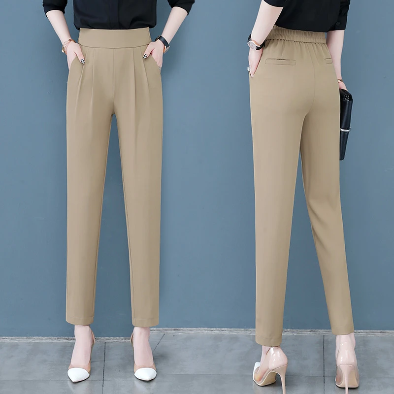 冰丝西装裤女黑色裤子小个子小脚西裤休闲新款夏季薄款直筒烟管裤