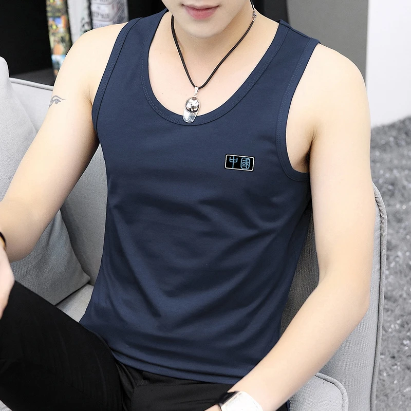莫代尔纤维冰丝背心男夏季中国潮流坎肩无袖t恤吊带健身篮球运动