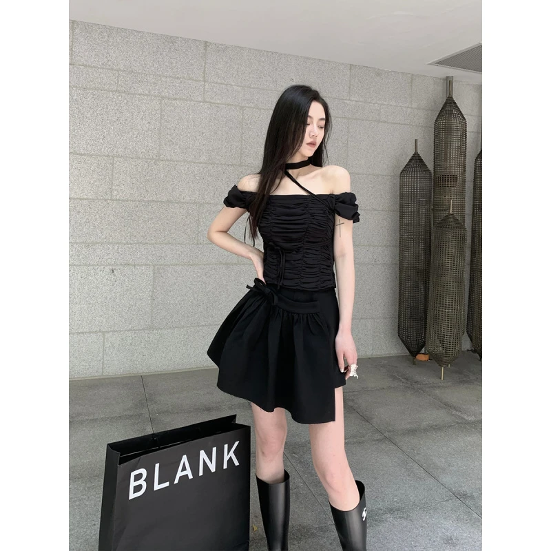 【周末手速节 宠粉春夏专场2折起】BB BLUE 暗黑少女系带短袖上衣