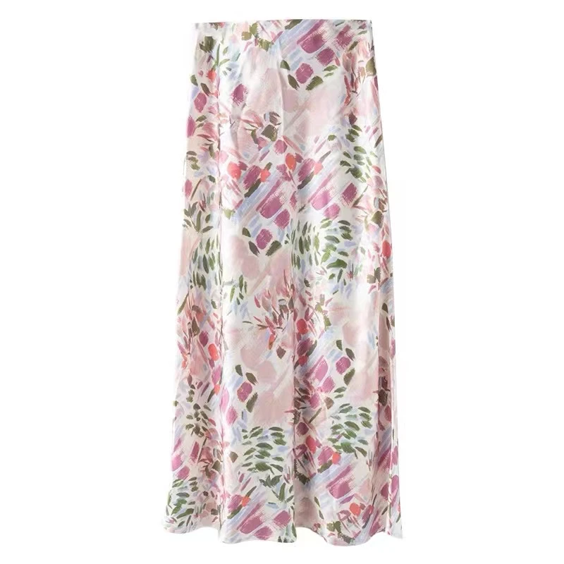 轻奢款复古油画风醋酸优雅半身裙气质显瘦春夏碎花裙