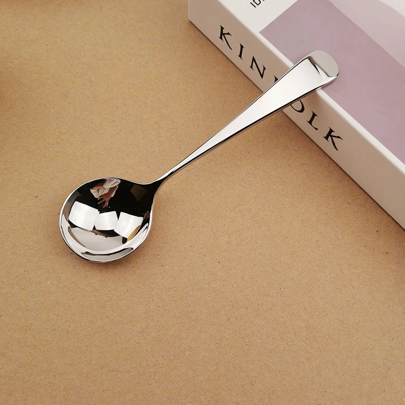 出口 网红勺18/10不锈钢勺子圆头吃饭勺主更勺304调羹喝粥勺 中号