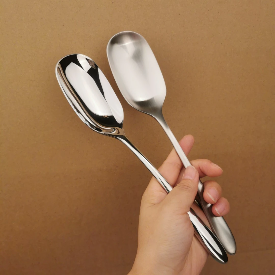 出口品质加厚304西餐分餐勺子盛米饭勺公用勺分菜勺方头搅拌勺沙