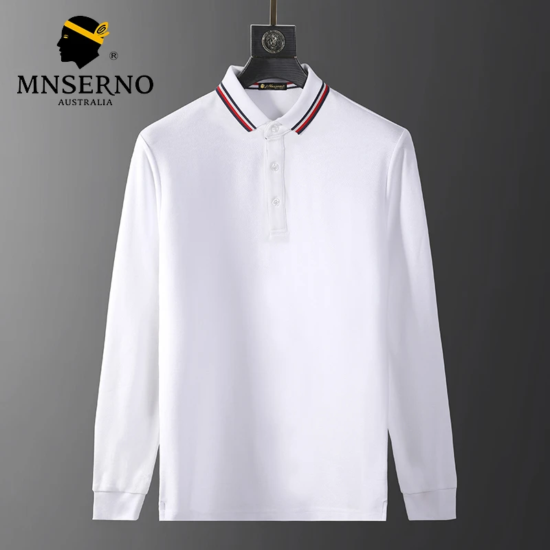 曼西尔奴男士商务休闲翻领长袖POLO衫21212021TM