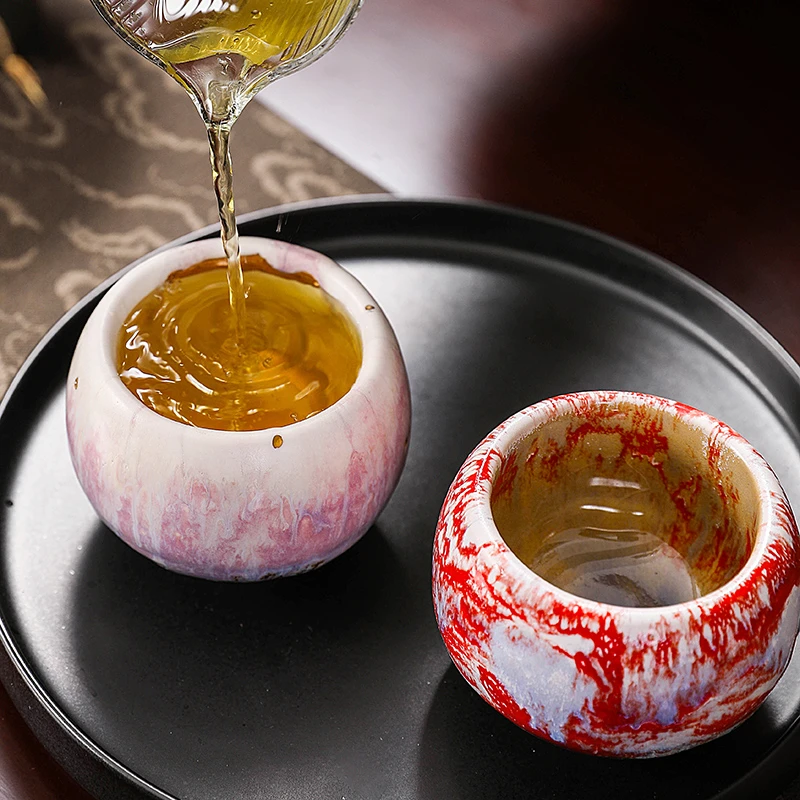 古喜曾金宗志野烧炫彩主人杯柴烧茶杯志野鎏金杯大号岩矿杯个人杯