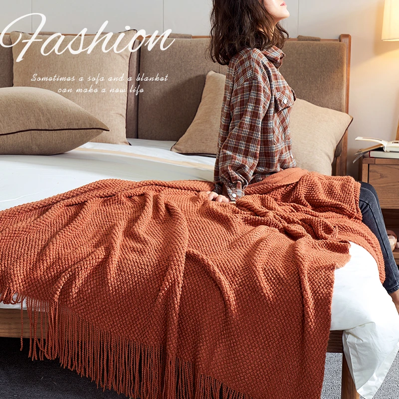 手工针织毛毯盖被网红毯子沙发午睡毯小毛毯直播毛巾被床毯空调毯