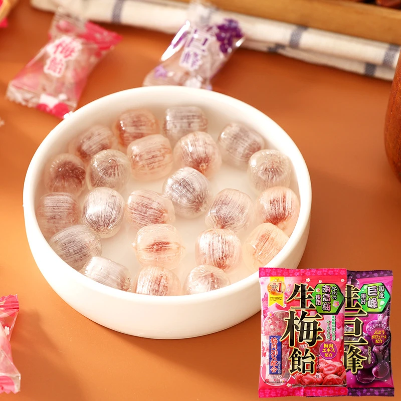 日本进口理本葡萄味夹心糖果梅子味夹心巨峰果汁硬糖果喜糖零食