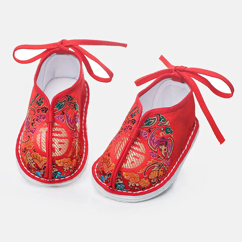 【10个月-3岁宝宝穿】春夏五福唐装千层底布鞋国风儿童周岁布鞋