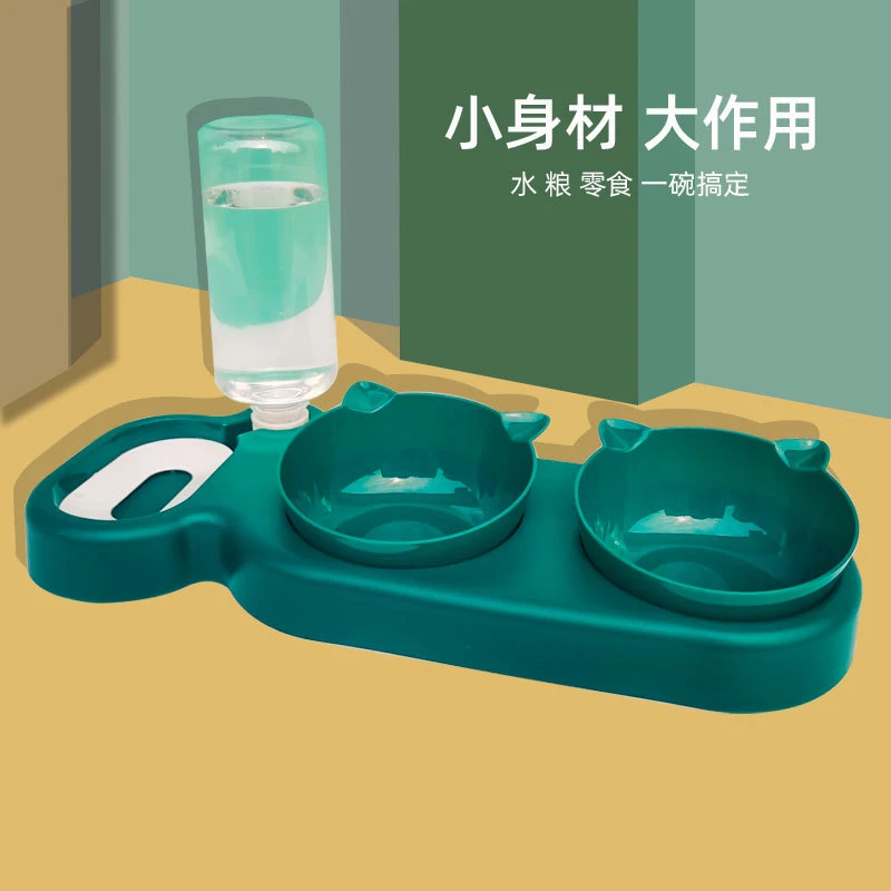 三合一猫碗狗狗碗双猫碗双碗护颈自动蓄水碗宠物猫饭碗防打翻猫盆