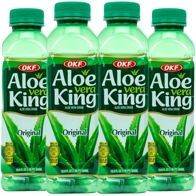 OKF韩国进口库拉索芦荟饮料500ml/瓶0脂肪含芦荟凝胶颗粒