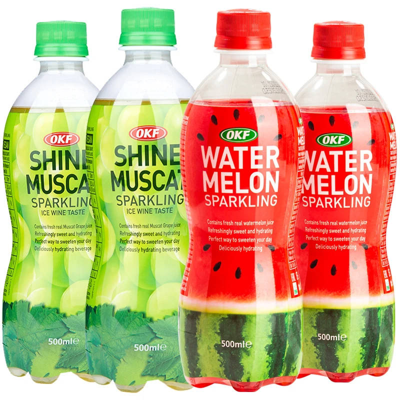 OKF韩国进口西瓜含气饮料阳光玫瑰葡萄味汽水500ml/瓶碳酸饮料