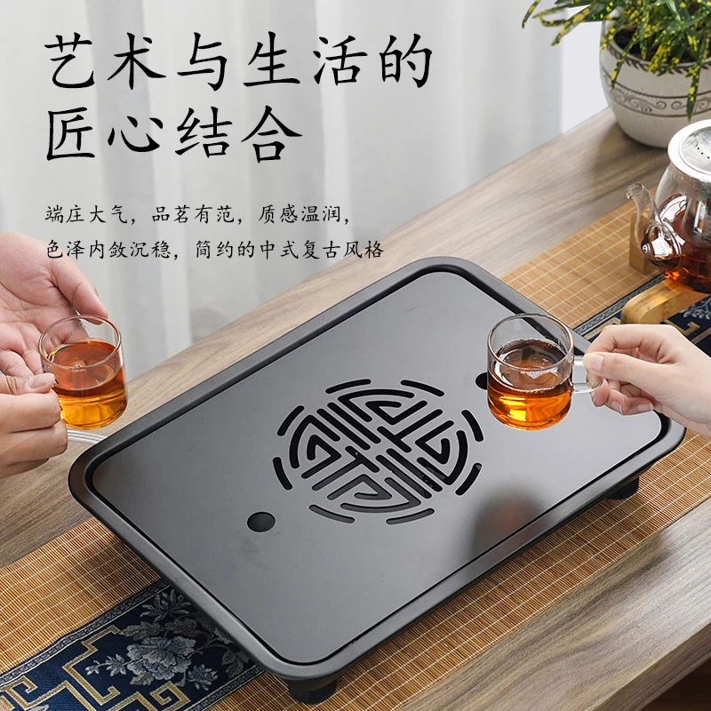 唐丰茶盘家用功夫茶具托盘加厚不锈钢干泡盘中式沥水盘两人茶托盘
