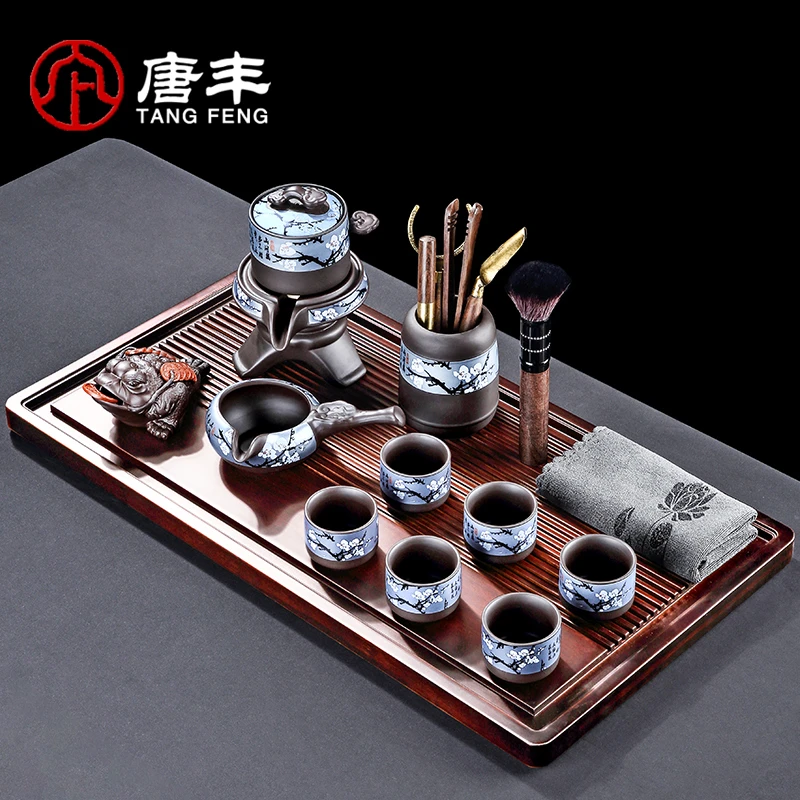 唐丰功夫茶具套装家用办公简约陶瓷茶壶盖碗茶盘中式复古泡茶神器