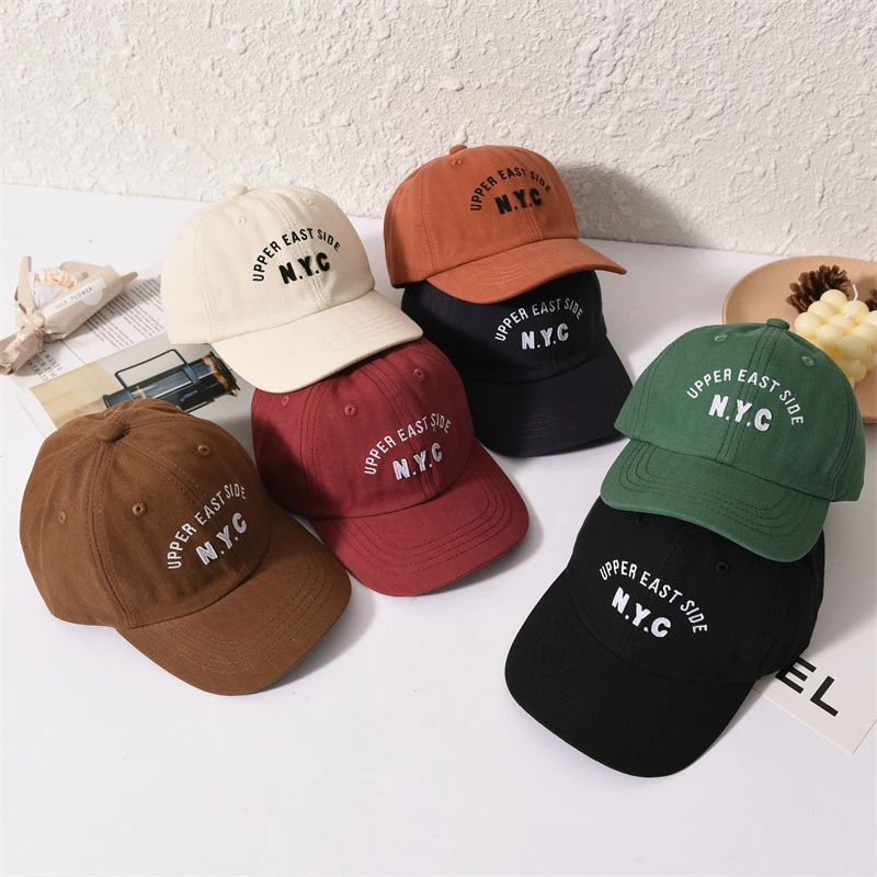 春秋儿童棒球帽男童女童夏天鸭舌帽潮派简约刺绣NYC字母帽