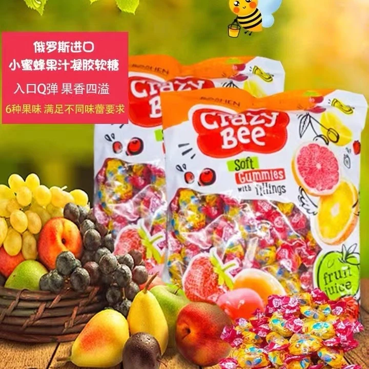 如胜小蜜蜂水果味果汁夹心软糖喜糖零食500克/包