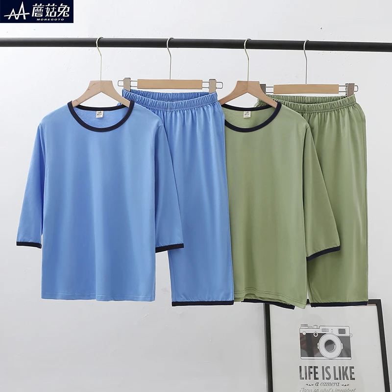 中大童夏季薄款家居服胖男童12-15岁棉睡衣套装宽松加肥加大男孩
