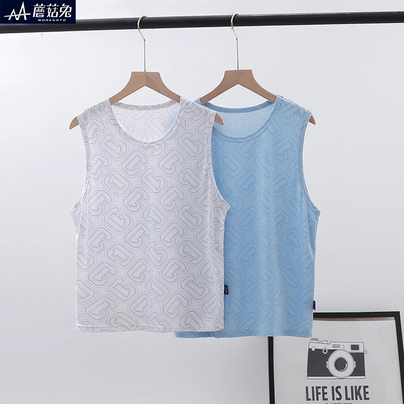 胖童装男童背心夏款潮外穿加肥加大男孩冰丝篮球背心网眼速干砍袖