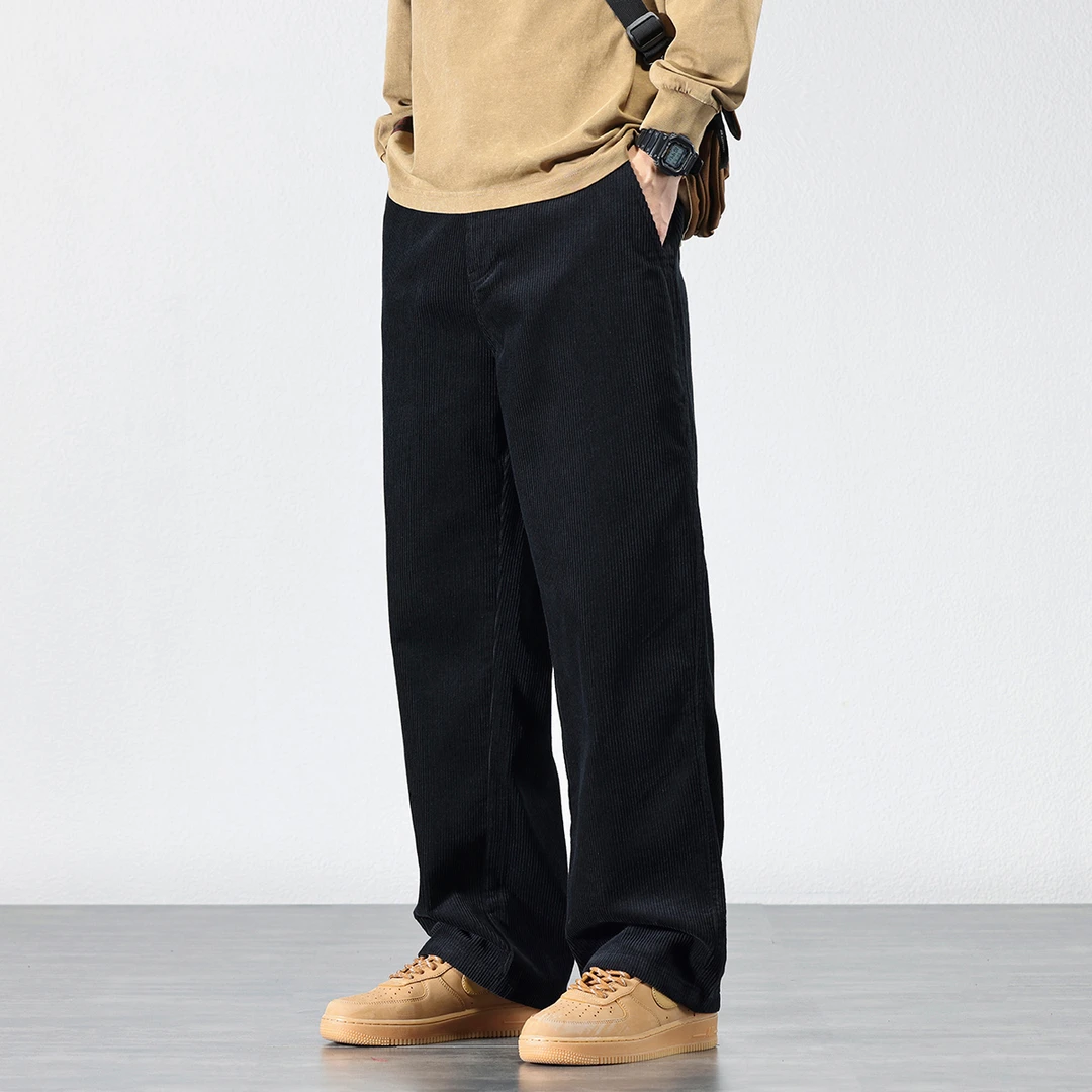 灯芯绒裤子男士秋冬季美式潮牌重磅纯棉休闲长裤宽松直筒阔腿裤子