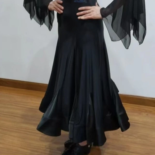 海云丹斯②2022年新款海云同款黑色修身交谊舞摩登舞半身裙