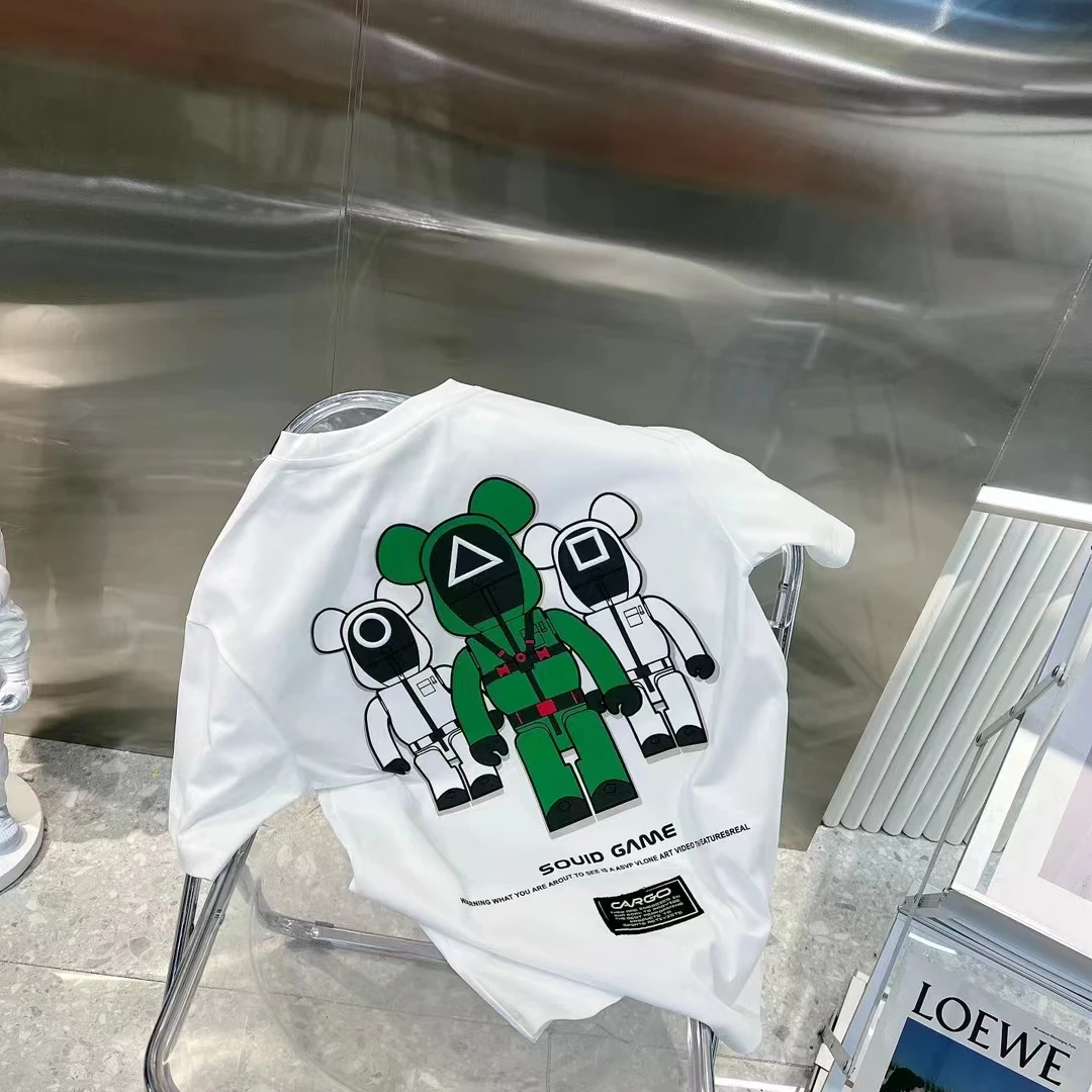 老男孩重工刺绣小熊潮印花卡通时尚潮流休闲情侣2557