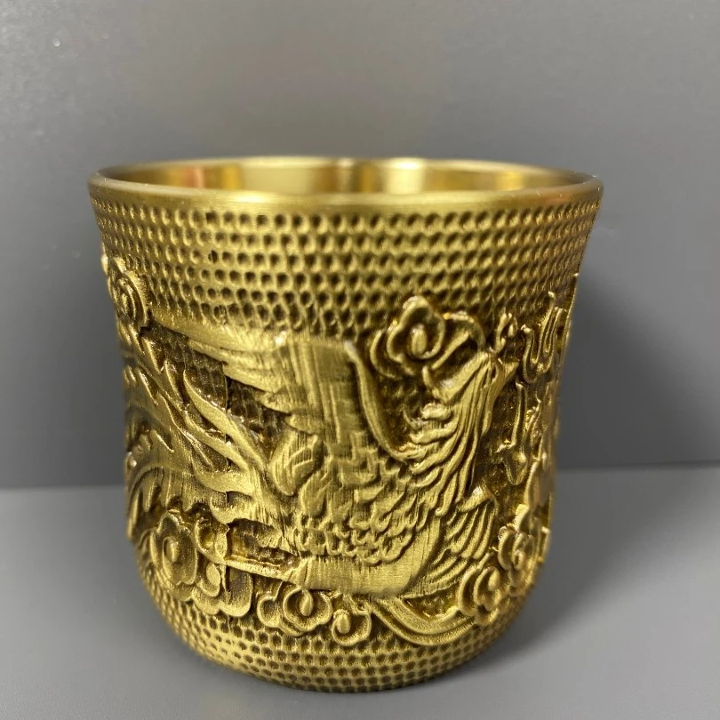 【新款百福龙凤杯】黄铜材质清洗百福杯雕刻十二生肖/龙凤杯2两杯