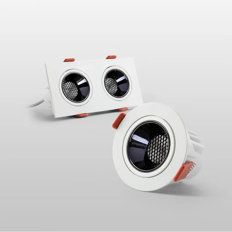 双头嵌入式格栅射灯斗胆灯防眩客厅卧室走廊书房欧司朗智能射灯