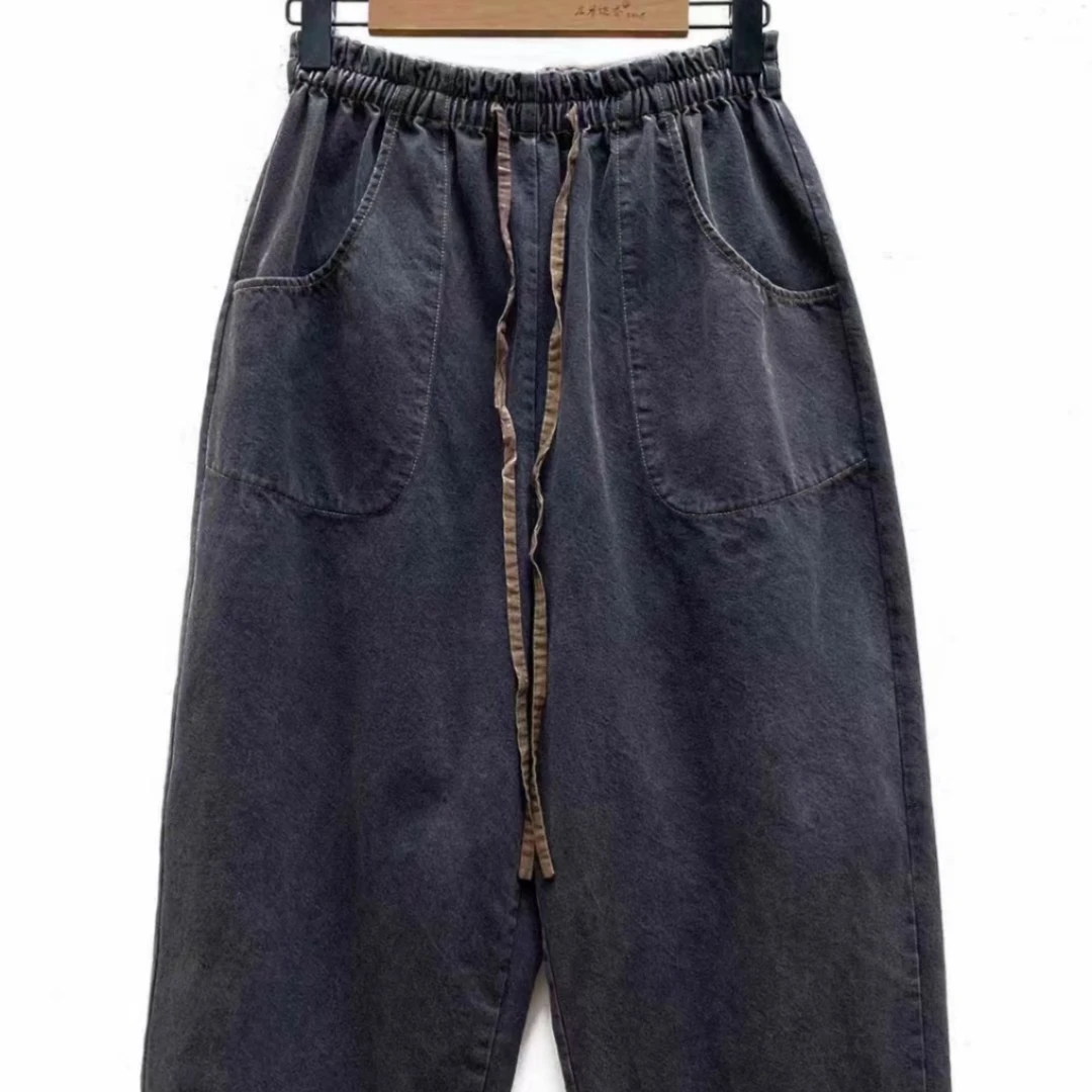 左岸迷香3015蓝灰色牛仔裤直筒