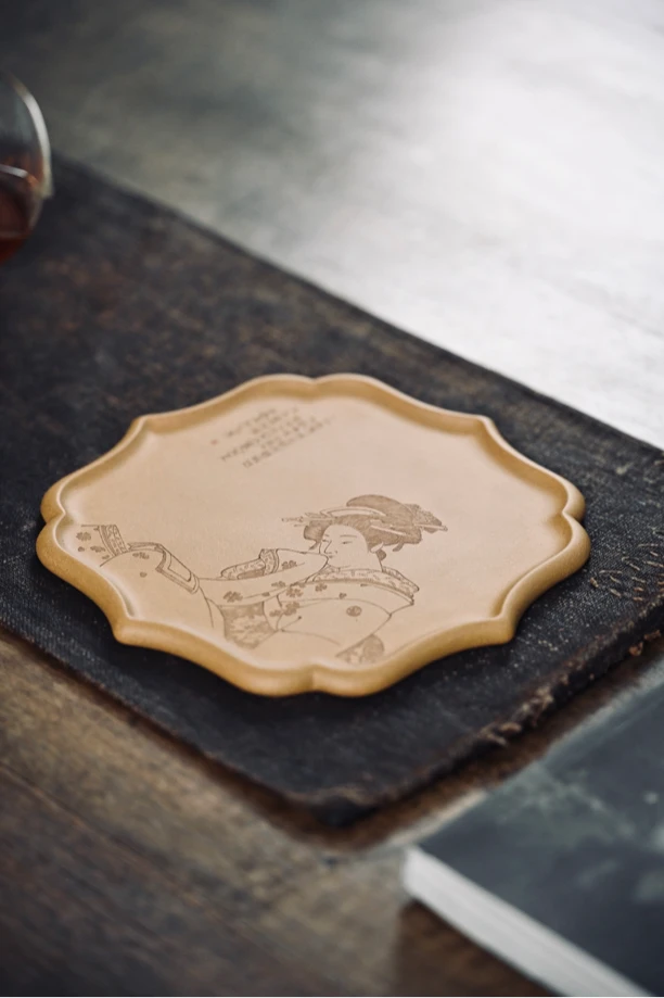 【知守.茶器】仕女图，单片式全手工紫砂菱形干泡台