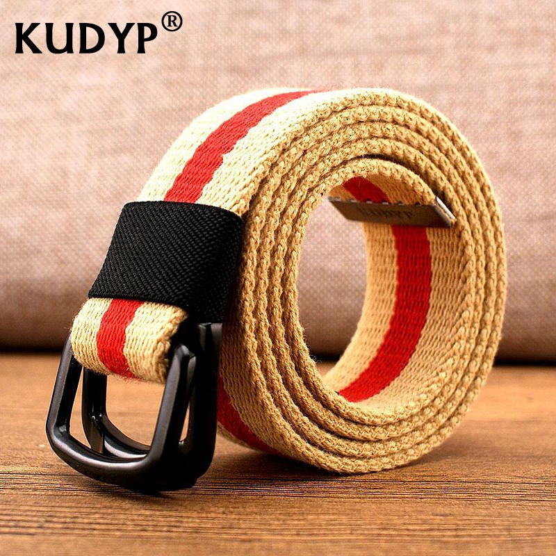 男女通用双环扣帆布腰带简约百搭学生韩版裤带黑扣青年皮带有加长