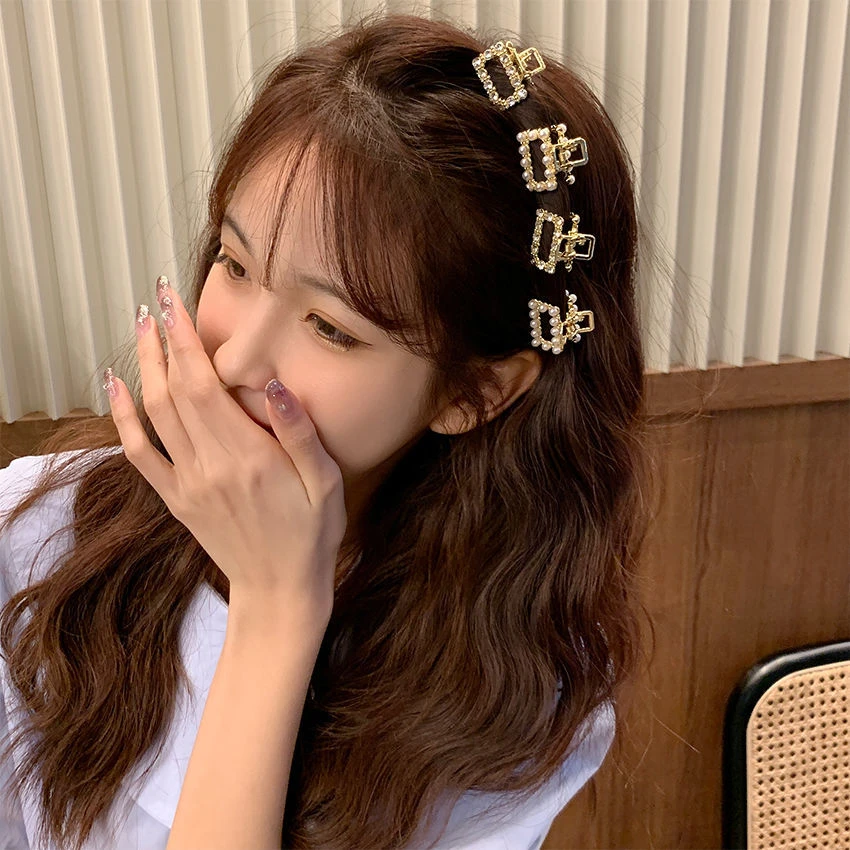 钛钢合成锆石发饰 气质小号抓夹高马尾隐形增高夹刘海碎发夹