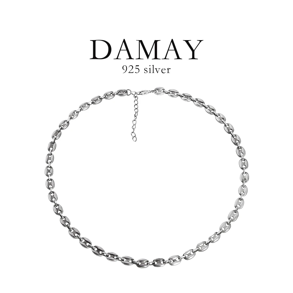 坠链均925银 2E011猪鼻子项链简约大气 气质时尚百搭小众拼接轻奢