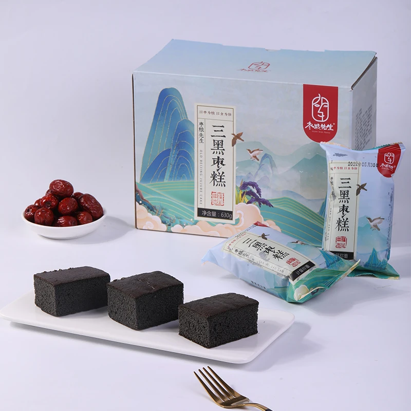 枣粮先生三黑枣糕660g/箱黑豆黑米黑芝麻粗粮营养早餐枣糕面包