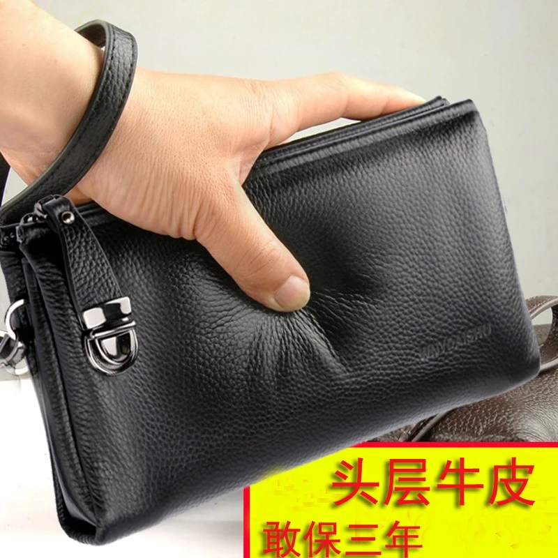 真皮手包男商务休闲手拿包多功能手抓包手拎包头层牛皮时尚男包