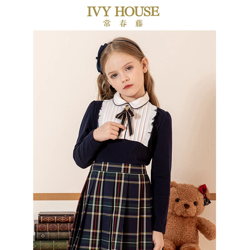 IVY HOUSE常春藤童装女童半开襟上衣春季新款 POLO衫T恤百搭