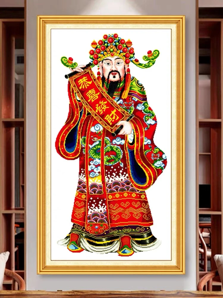 （190）套件：文财神中格非满绣有勾边3股绣