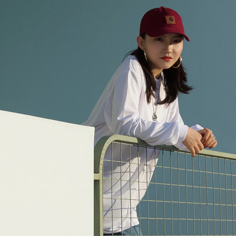 FUJAM宽松透气速干街舞BBOY男HIPHOP长袖青年滑板嘻哈纯色运动T恤