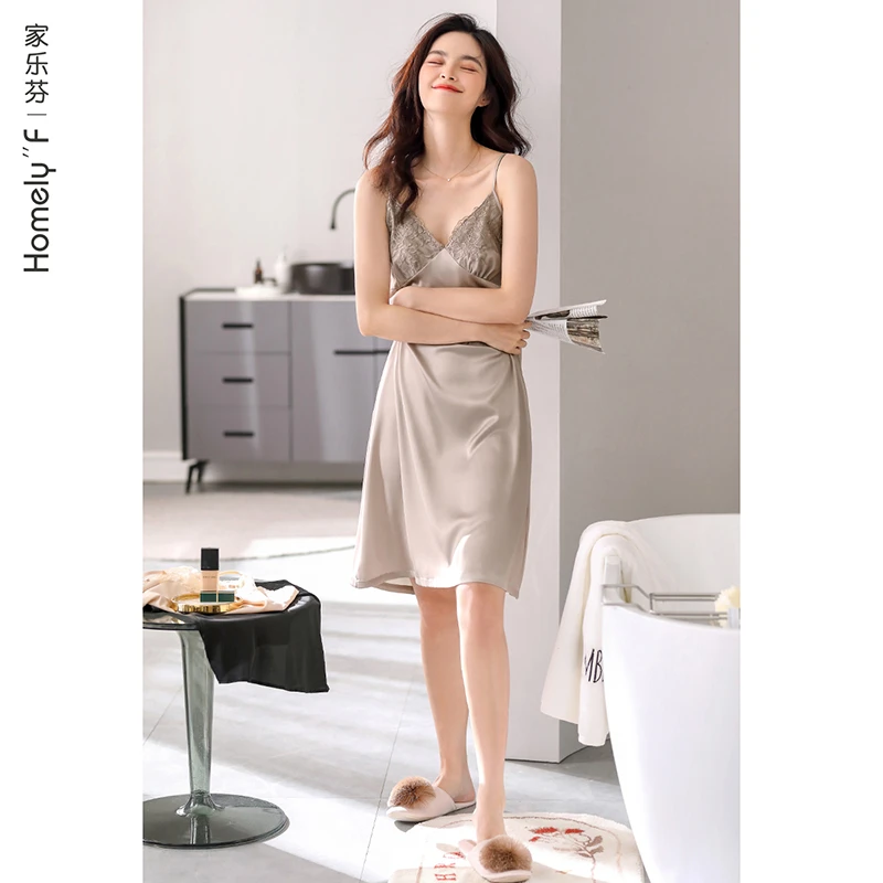 吊带睡裙女士睡衣夏季夏天夏款冰丝背心仿真丝薄款性感连衣裙气质