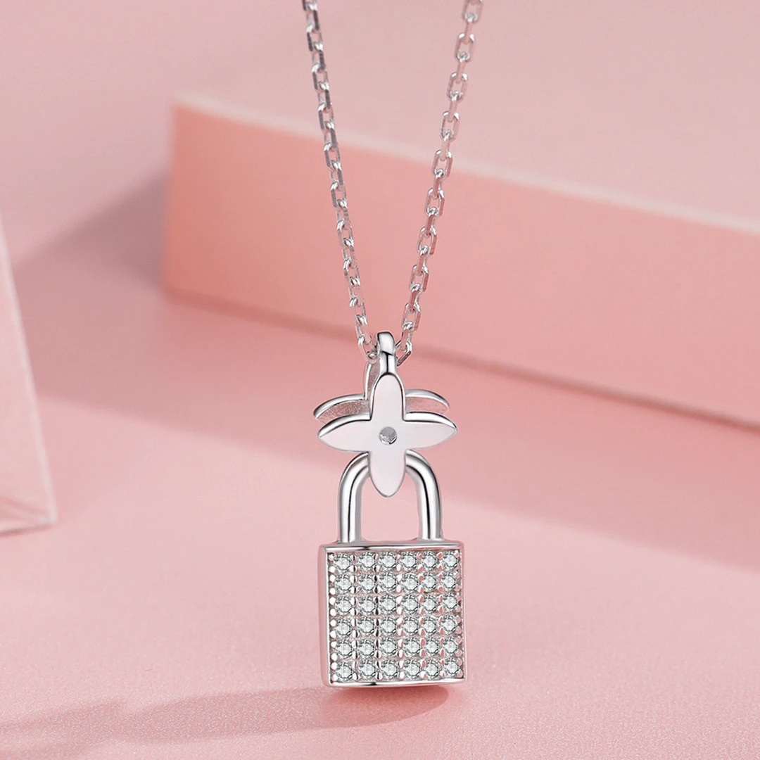 BRI.R/佰色传情 坠链均925银合成锆石 纯银镶钻锁扣项链锁骨链