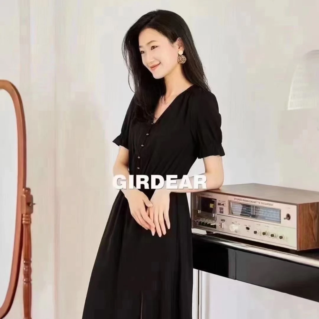 GIRDEAR/哥弟哥弟浪漫荷叶边茶歇裙连衣裙1500326