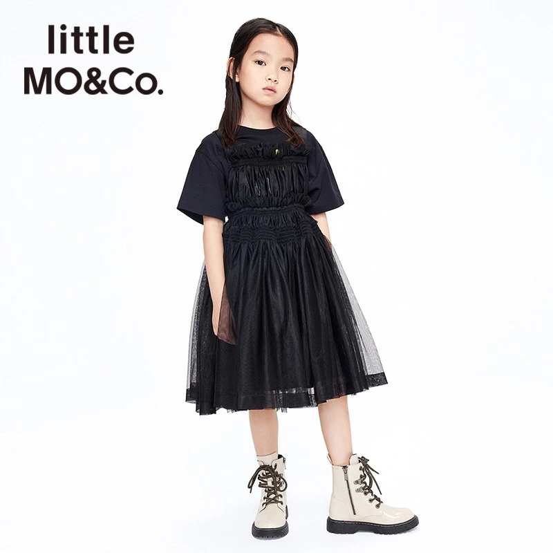 little moco童装春夏新款女童无袖网纱连衣裙子时尚#KBB1DRS016