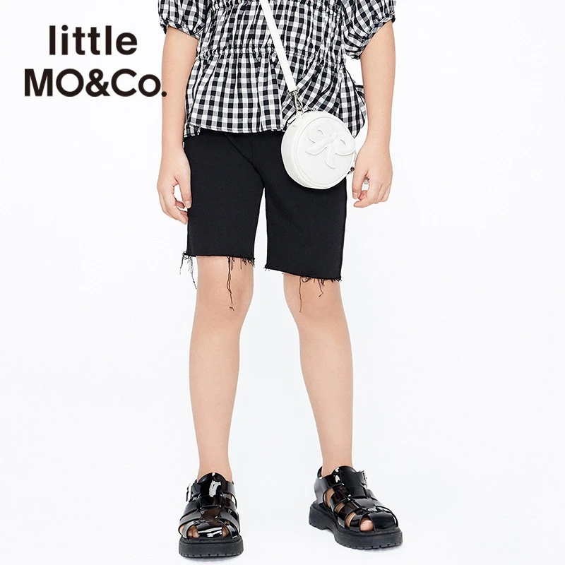 little moco童装夏装新款男女童时尚散边牛仔裤子短裤#KBB2SOT062