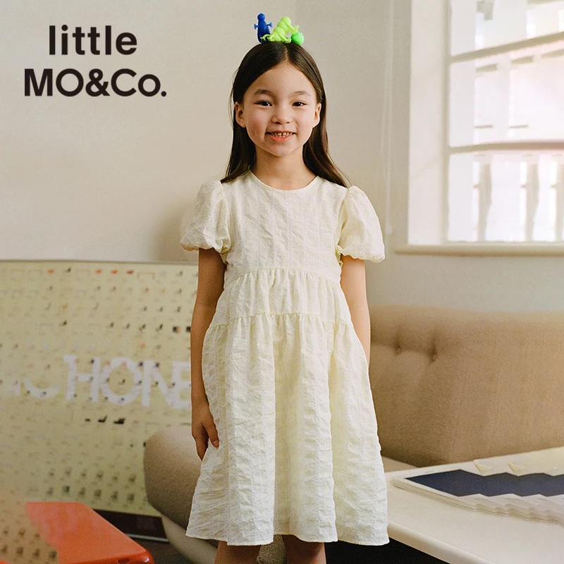 little moco童装22夏季甜美女孩女童短袖中长款连衣裙#KBB2DRS014