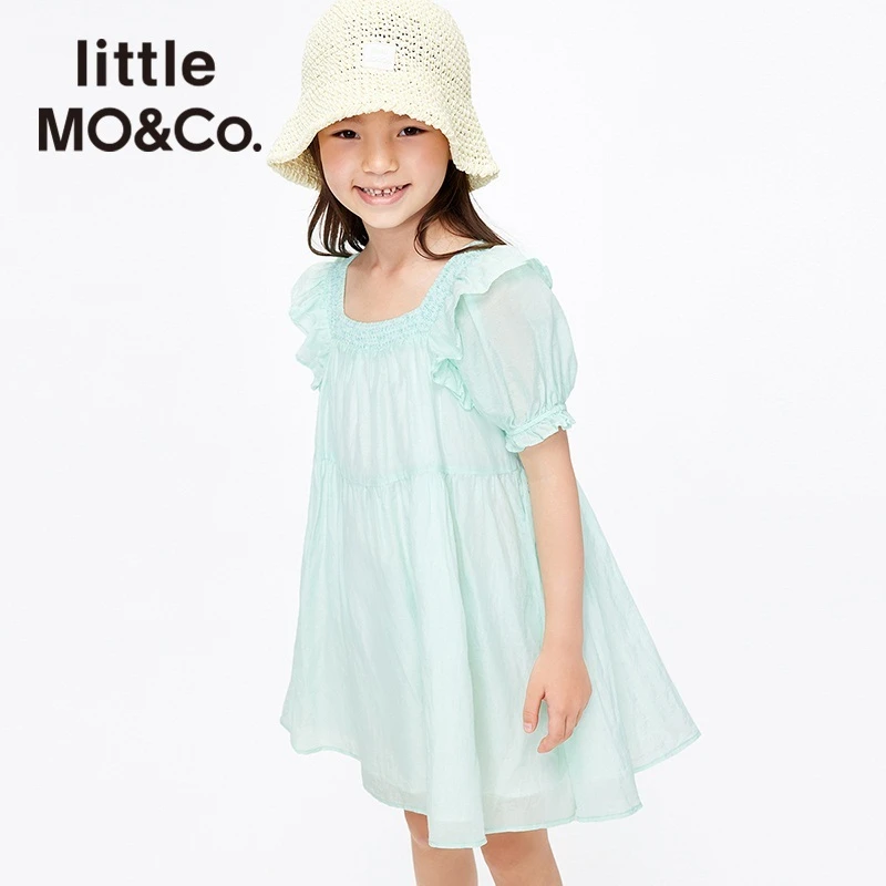 little moco童装夏装新款女童泡泡袖短袖连衣裙公主#KBB2DRS034