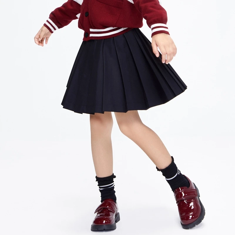 little moco童装22秋装新款女童不规则半身裙子百褶裙#KBB3SKT003