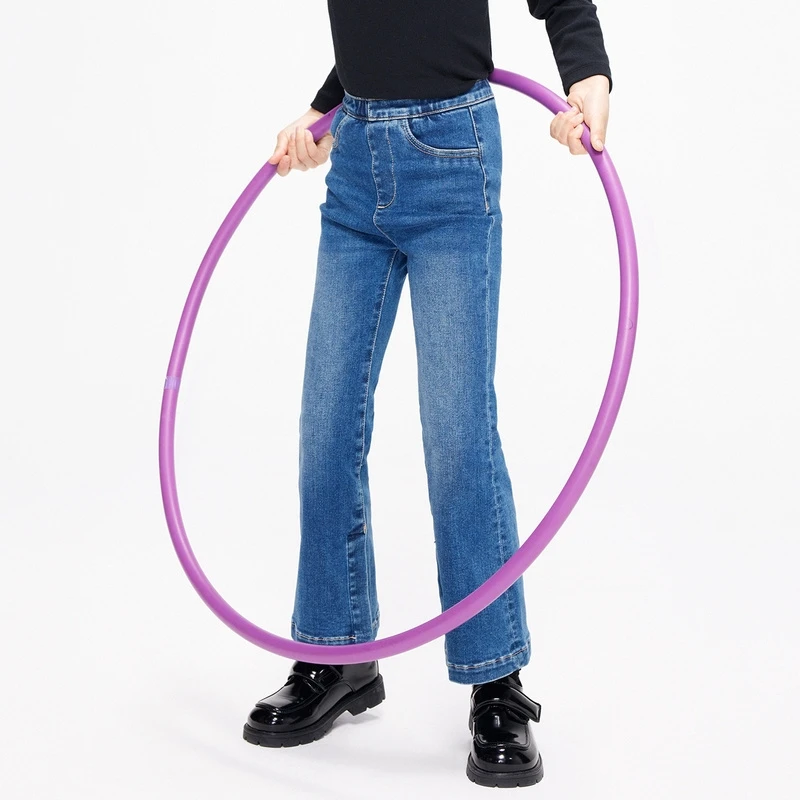 little moco童装秋装新款女童修身显瘦微喇叭牛仔长裤#KBB3JEN003