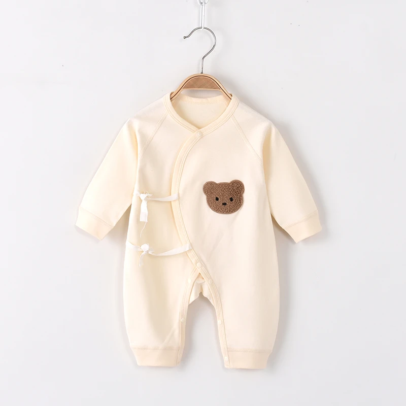 新生婴儿衣服宝宝连体衣纯棉蝴蝶哈衣0-3-6个月春秋季爬服偏襟